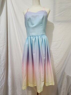Pastel Ombre Midi Dress with Sweetheart Neckline